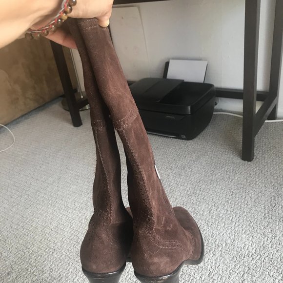 Gucci Women's Leather / Suede Script Logo Tall Knee Boots 317032 - Picture 6 of 7